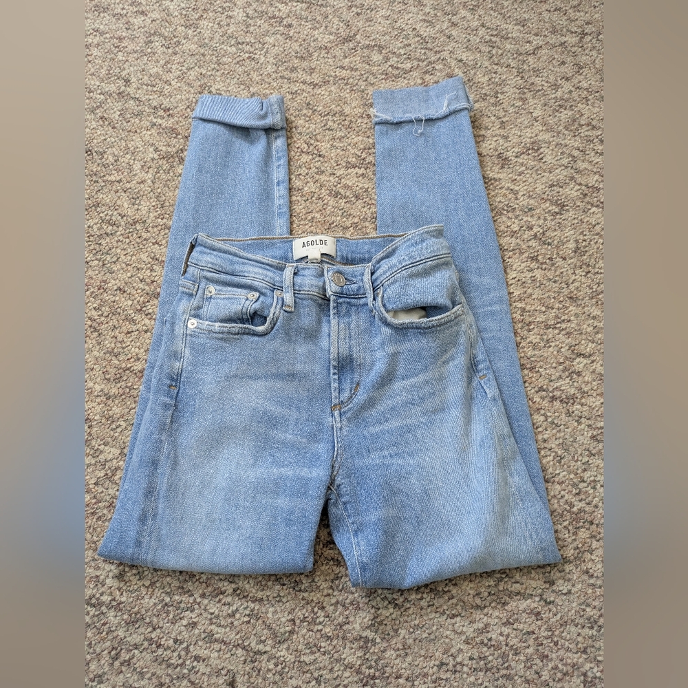 AGOLDE Sophie High Rise Crop Skinny Jeans Blue Crop Women's Size 24